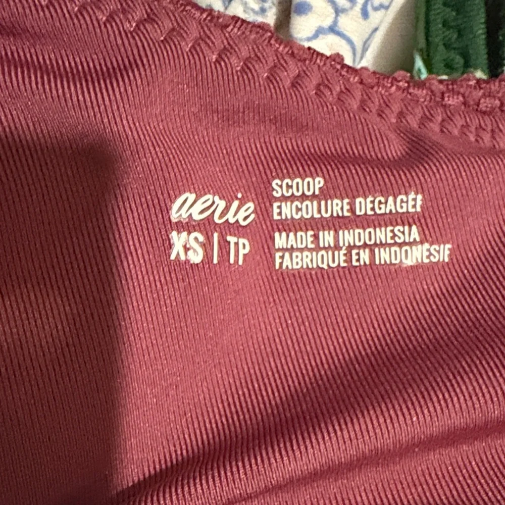 aerie XS Scoop Neck Top Bikini Top in Berry